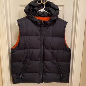 Abercrombie & Fitch Goose Down insulated zippered Navy Orange Puffer Vest Preppy